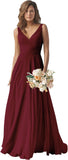 Chiffon Bridesmaid Dresses Long for Women A Line Ruched Formal Porm Evening Gowns