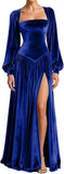 Kingbridal Gowns Long Sleeve Prom Dresses for Women 2027 Velvet Formal Dress with Slit Long A-line Evening Party Gowns