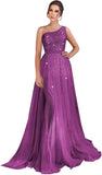 One-Shoulder-Ballkleid mit Pailletten, formelle Kleider für Damen, funkelnde Abendkleider, Tüll-Ballkleid 