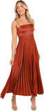 Midi Pleated Bridesmaid Dresses for Women Tea Length Formal Wedding Guest Dresses Prom Formal Gowns