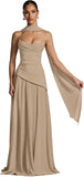 Kingbridal Strapless Bridesmaid Dresses with Scarf 2026 Long A-line Prom Formal Dress
