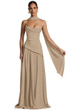Kingbridal Strapless Bridesmaid Dresses with Scarf 2026 Long A-line Prom Formal Dress