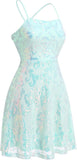 Women's Spaghetti Straps Sparkly Sequins A Line Swing Party Nightclub Dance Mini Dress Above Knee Length