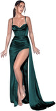 Spaghetti Straps Mermaid Prom Dresses Long Ball Gown 2025 Corset Sexy Slit Pleat Formal Evening Gowns