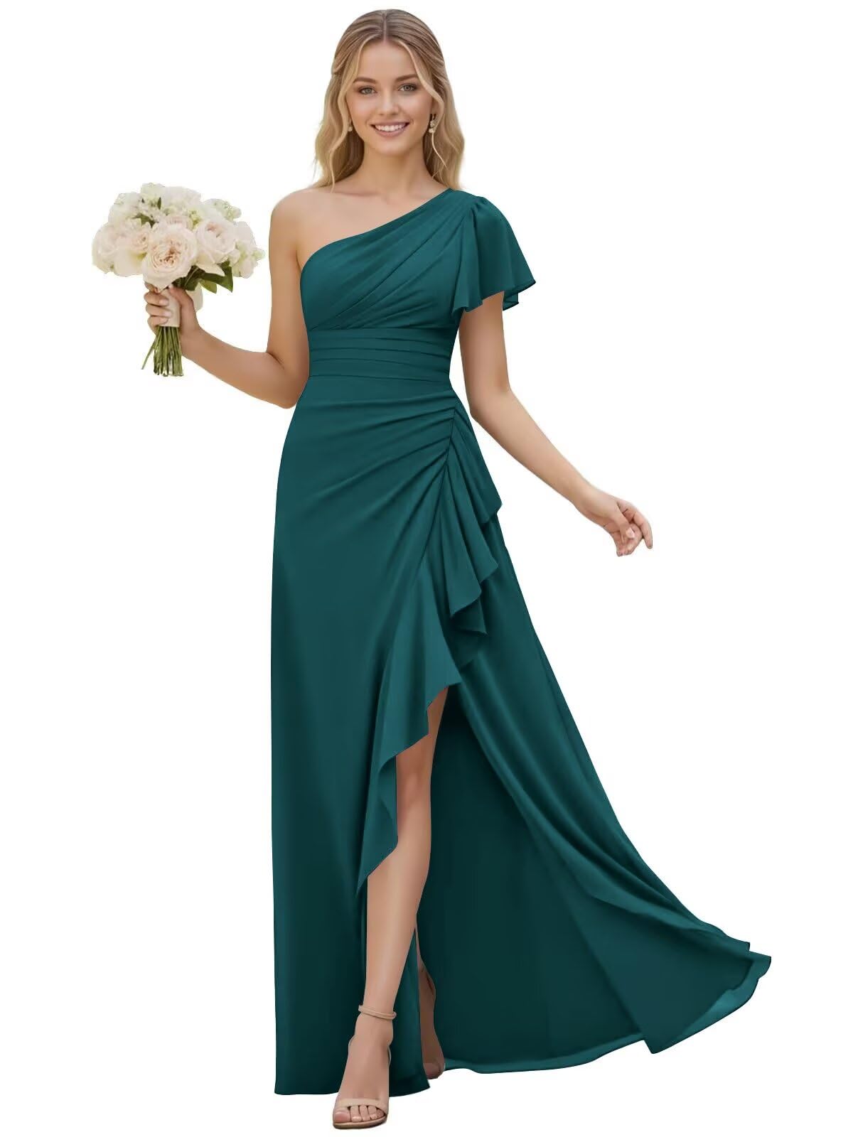 One Shoulder Chiffon Bridesmaid Dresses for Women 2026 A-line Formal Dress