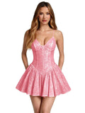 Kingbridal Spaghetti Straps Sequin Homecoming Dresses for Teens 2026 Short Prom Cocktail Dress