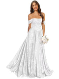 Jacquard Chiffon Bridesmaid Dresses Long Off The Shoulder Formal Evening Dress for Women