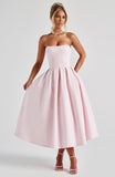 Strapless Satin Tea Length Prom Dresses for Women 2027 A-Line Corset Backless Cocktail Bridesmaid Dress with Pocket