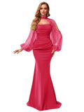 Kingbridal Gowns Long Sleeve Prom Dresses 2026 Mermaid Satin Formal Dress for Women Sparkly Sequin Halter Neck Evening Party Gowns