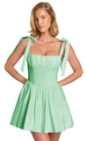 Spaghetti Straps Homecoming Dresses for Teens Satin A-line Short Prom Dress Pleated Cocktail Gowns with Pockets