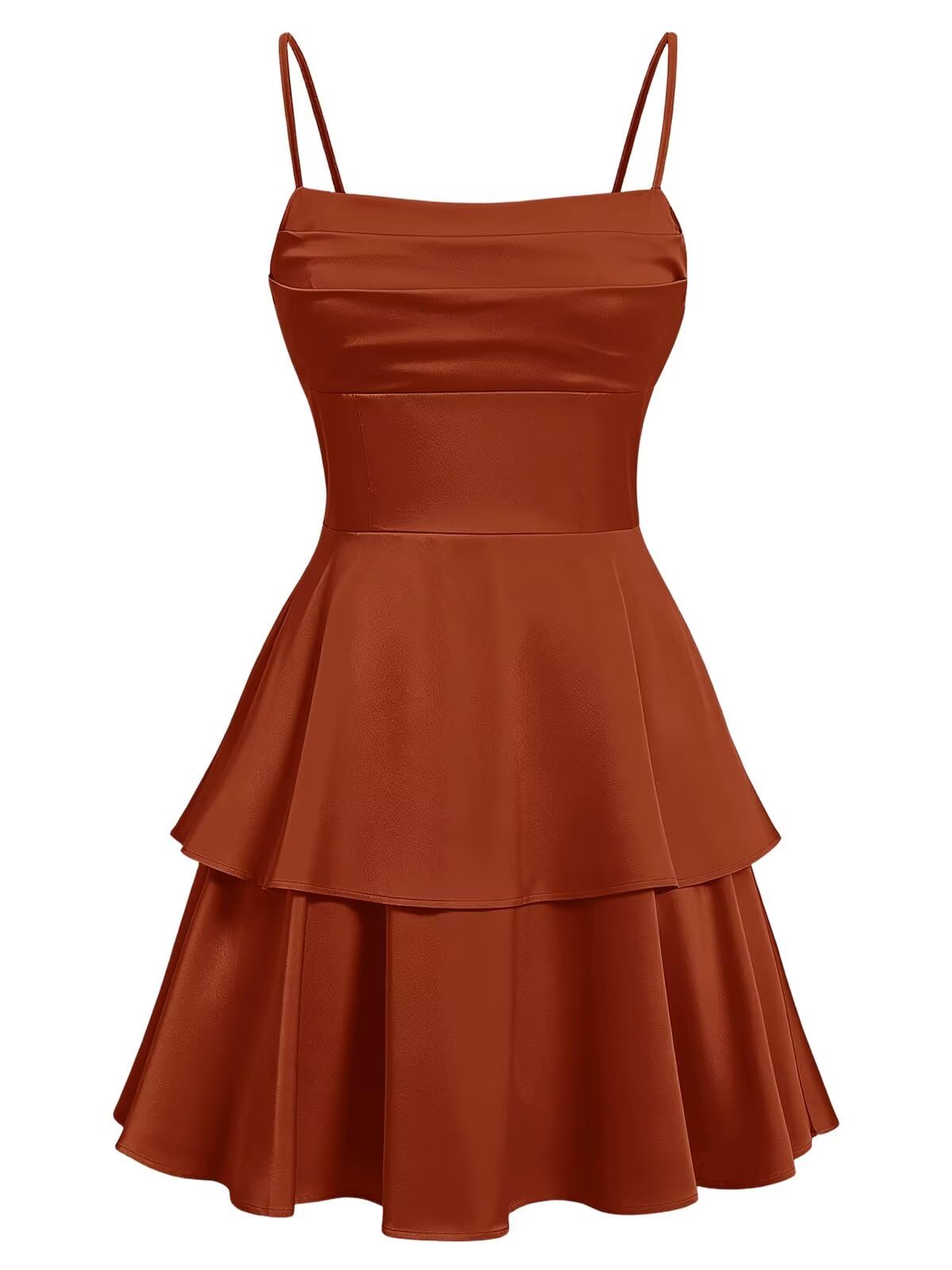 Tiered Satin Homecoming Dresses for Teens Short A Line Tight Spaghetti Strap Formal Cocktail Party Gown 2026