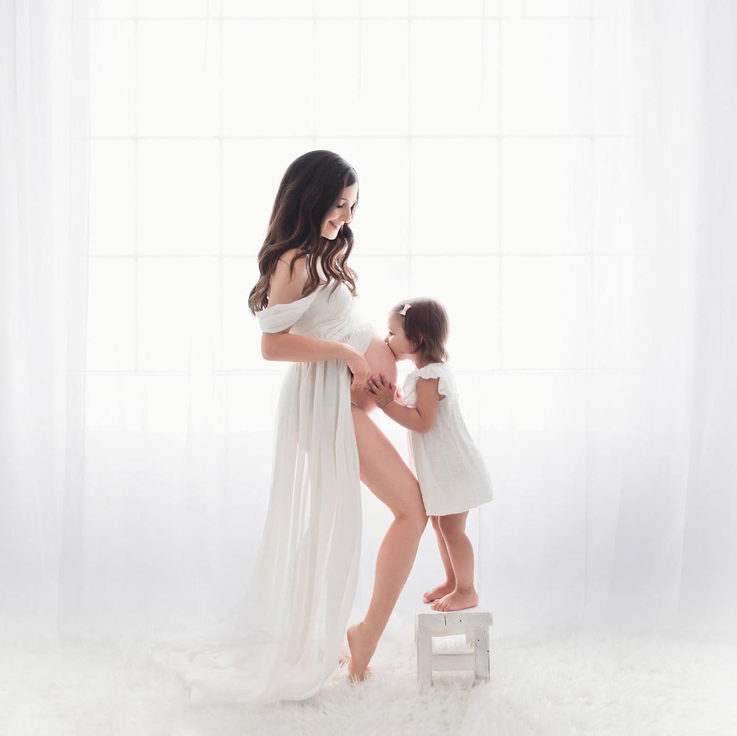 Maternity Lace Dress for Photoshoot Off Shoulder Gown Pregnancy Dresses for Photography Gowns