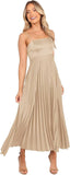Midi Pleated Bridesmaid Dresses for Women Tea Length Formal Wedding Guest Dresses Prom Formal Gowns