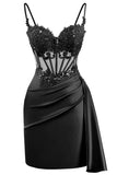 Lace Satin Homecoming Dresses for Teens 2027 Short Prom Dress Spaghetti Straps Corset Cocktail Formal Evening Gowns