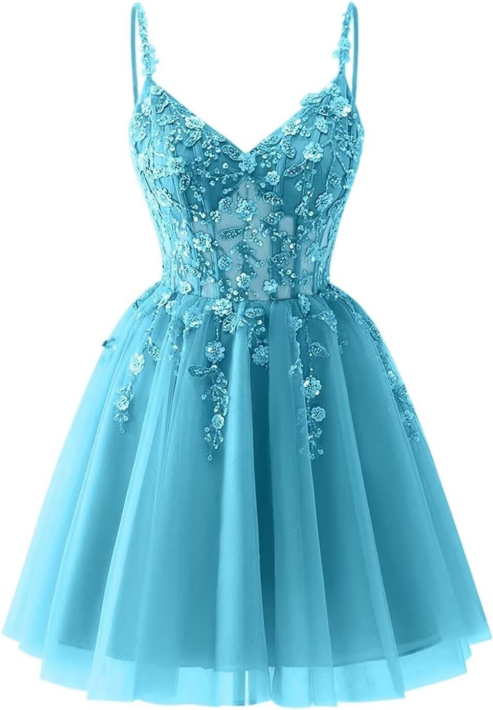 Lace Applique Tulle Homecoming Dresses for Teens Sparkly 3D Flower Short Prom Dress Sequin Quinceanera DAMA Dress
