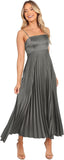 Midi Pleated Bridesmaid Dresses for Women Tea Length Formal Wedding Guest Dresses Prom Formal Gowns
