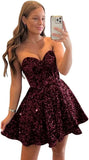 Sequin Short Homecoming Dresses for Teens Sparkly A Line Prom Dress Tight Cocktail Dresses Evening Gown with Pocket