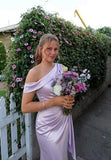Kingbridal One Shoulder Bridesmaid Dresses for Women Mermaid Satin Formal Evening Maxi Dress