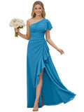 One Shoulder Chiffon Bridesmaid Dresses for Women 2026 A-line Formal Dress