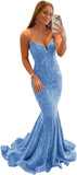 Vestido de fiesta con tirantes finos y lentejuelas, vestido de noche de sirena brillante con abertura, vestidos largos para mujer 2024 