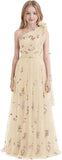 One Shoulder Long Tulle Junior Bridesmaid Dresses for Wedding Flower Girl Dress Formal Prom Gown