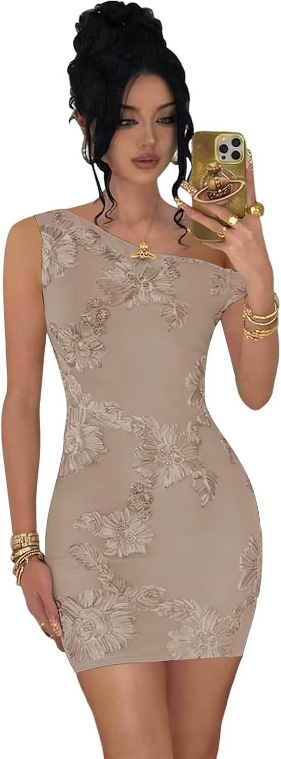 Tulle Floral Homecoming Dresses for Teens 2026 Short Lace One Shoulder Prom Evening Cocktail Dress