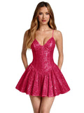 Kingbridal Spaghetti Straps Sequin Homecoming Dresses for Teens 2026 Short Prom Cocktail Dress