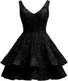 Short 2026 Sparkly Sequin Homecoming Dress for Teen Tiered Corset Ball Prom Cocktail Party Gown for Women