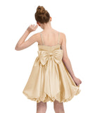 Satin Homecoming Dress for Girls Short Satin Flower Girl Dresses for Wedding Party Prom Gown with Bow