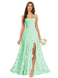 Women’s Ruffled Bridesmaid Dresses Scoop Neck Floral Chiffon Formal Dress Wrap Pleated Wedding Guest Dress