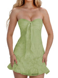 Jacquard Chiffon Homecoming Dress Short for Teens 2027 Strapless Mini Prom Gown Ruffle Cocktail Party Dress