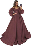 Puffy Sleeve Glitter Prom Dresses Women's Ball Gown Off Shoulder Formal Evening Gown Princess Quinceanera Dress