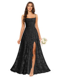 Women’s Ruffled Bridesmaid Dresses Scoop Neck Floral Chiffon Formal Dress Wrap Pleated Wedding Guest Dress