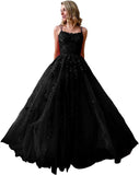 Ballkleider, langes Ballkleid für Damen, Spaghettiträger, Tüll, A-Linie, sexy, rückenfrei, formelle Partykleider mit Taschen 