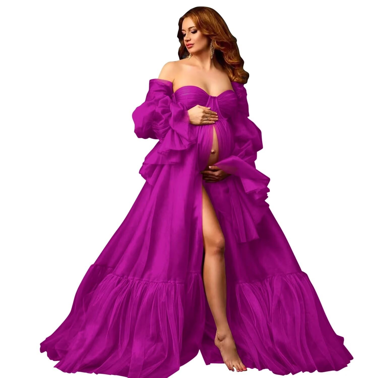 Tulle Maternity Dresses for Photoshoot Long Puffy Bridal Lingeria Robe Pregnancy Gowns Bathgown BabyShower Dress