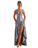 Sequin Prom Dresses with Slit 2026 Spaghetti Straps V Neck Corset A Line Formal Dress