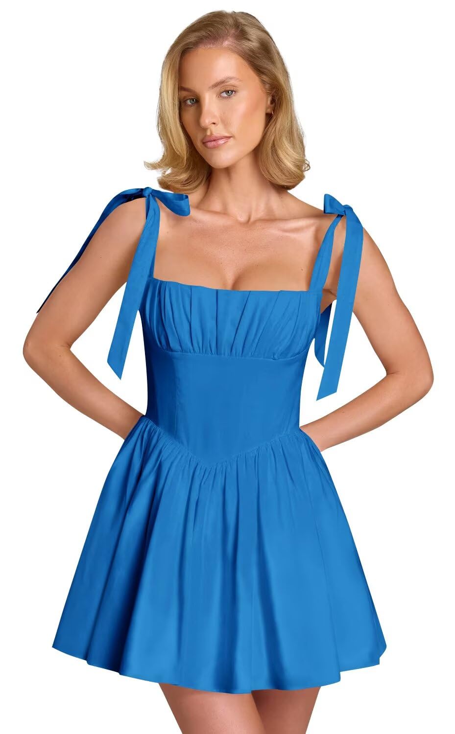 Spaghetti Straps Homecoming Dresses for Teens Satin A-line Short Prom Dress Pleated Cocktail Gowns with Pockets
