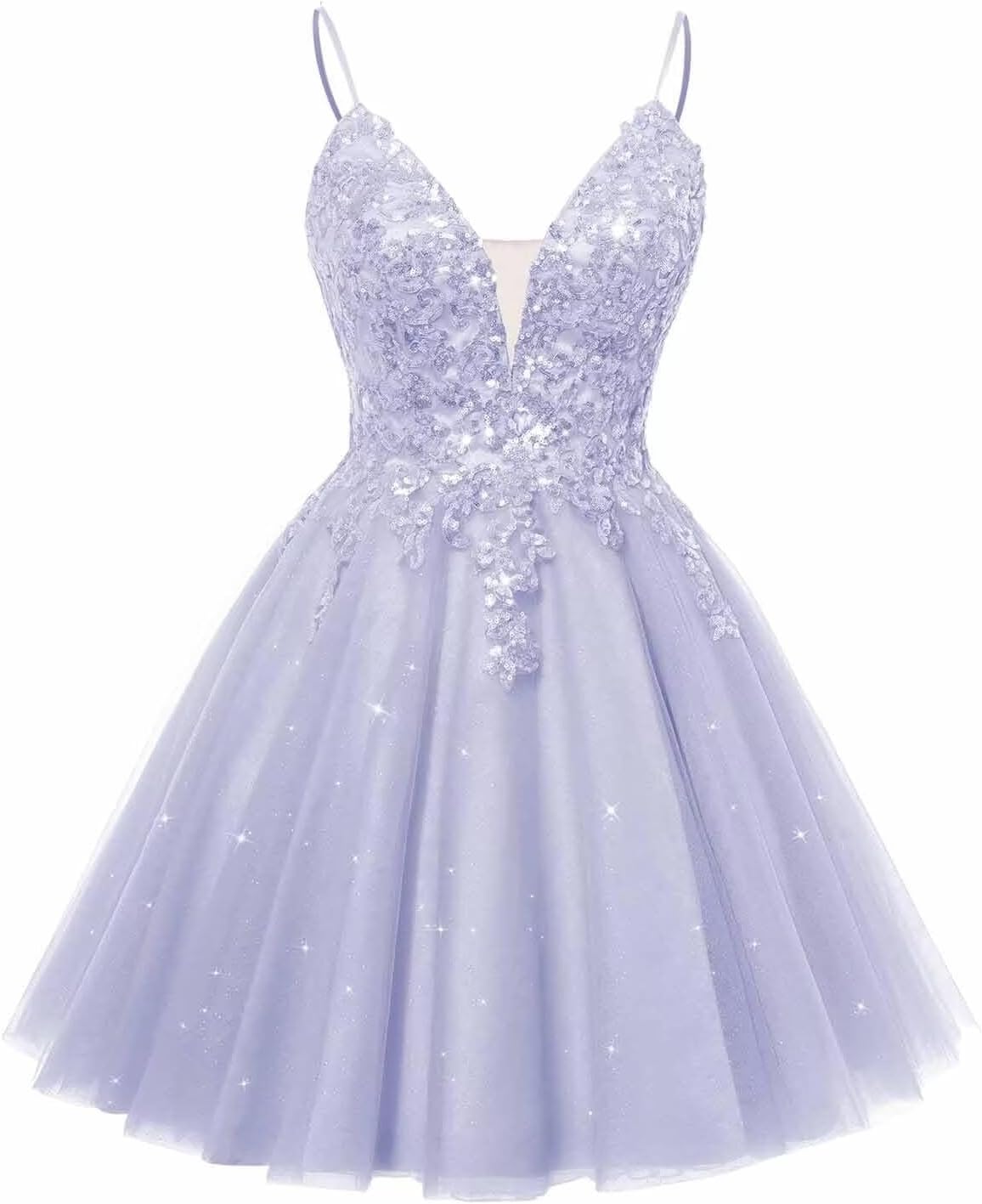 Spaghetti Straps Sequin Lace Appliques Short Homecoming Dresses for Teens Glitter Tulle Prom Party Dresses