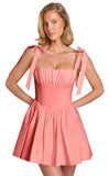 Spaghetti Straps Homecoming Dresses for Teens Satin A-line Short Prom Dress Pleated Cocktail Gowns with Pockets