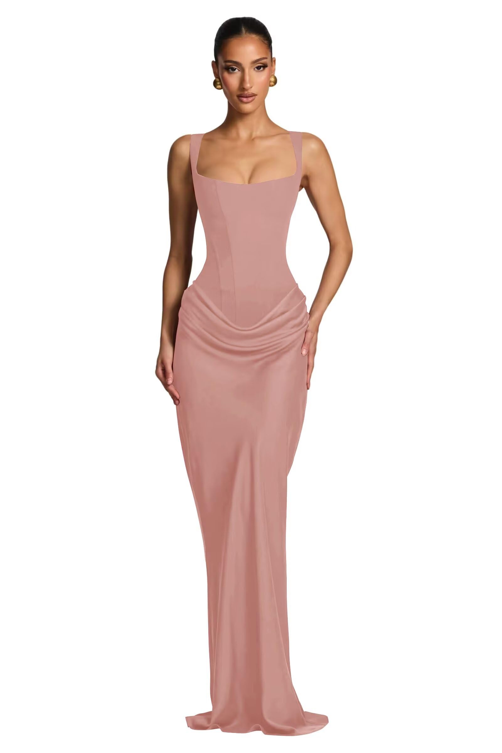 Mermaid Satin Prom Dresses for Women 2026 Spaghetti Strap Formal Dress Ruched Corset Evening Party Gowns