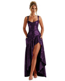 Sequin Prom Dresses with Slit 2026 Spaghetti Straps V Neck Corset A Line Formal Dress