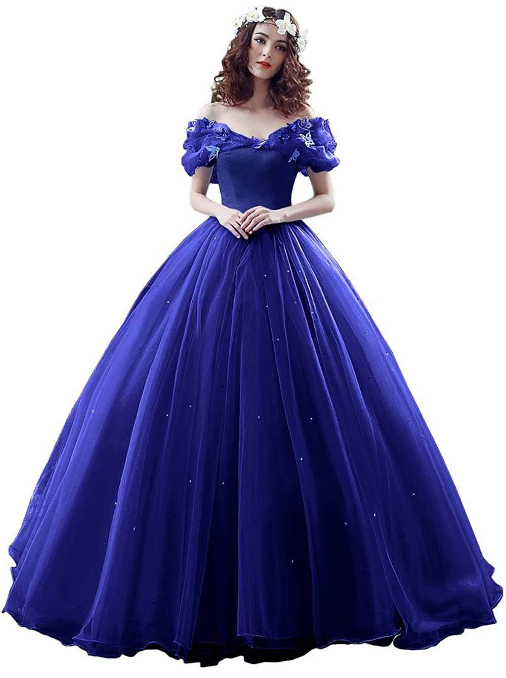 Tulle Ball Gown Cinderella's Off Shoulder Quinceanera Dress Wedding Dresses Evening Formal Gown