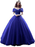 Tulle Ball Gown Cinderella's Off Shoulder Quinceanera Dress Wedding Dresses Evening Formal Gown