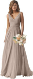 Chiffon Bridesmaid Dresses Long for Women A Line Ruched Formal Porm Evening Gowns