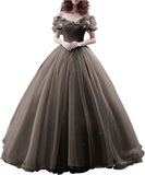 Tulle Ball Gown Cinderella's Off Shoulder Quinceanera Dress Wedding Dresses Evening Formal Gown