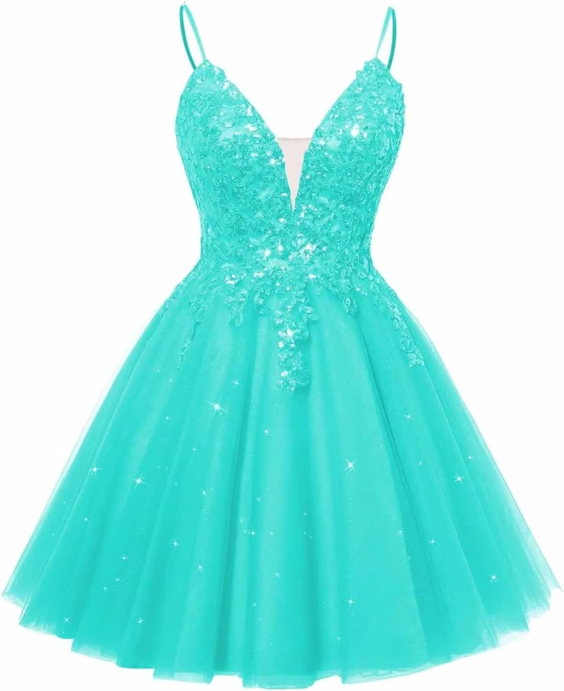 Spaghetti Straps Sequin Lace Appliques Short Homecoming Dresses for Teens Glitter Tulle Prom Party Dresses