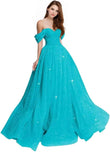Sparkly Tulle Prom Dress 2026 Off The Shoulder Formal Dresses for Women Glitter A Line Long Ball Gown