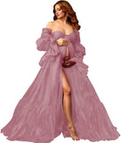 Tulle Maternity Dresses for Photoshoot Long Puffy Bridal Lingeria Robe Pregnancy Gowns Bathgown BabyShower Dress