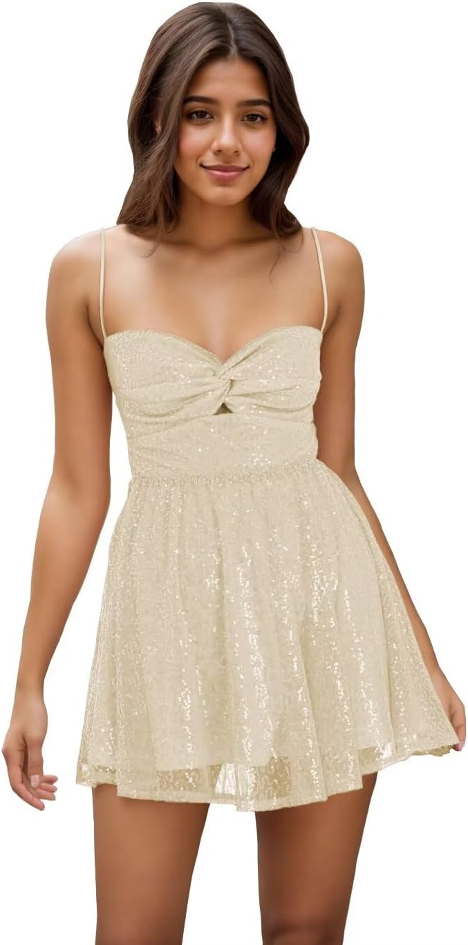 Spaghetti Straps Sequin Homecoming Dresses for Teens 2027 Short Sequin Dresses Mini Formal Cocktail Gown