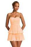 Chiffon Homecoming Dresses for Teens 2026 Spaghetti Straps Short Mini Dress A Line Formal Cocktail Party Prom Dress
